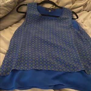 Blue dress shirt with yellow and green flowers